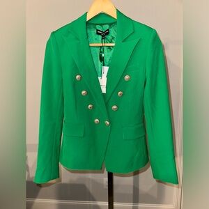 NWT Generation Love Leighton Double-Breasted Crepe Blazer  Kelley Green size XXS